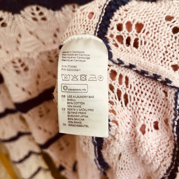 LOGG Label Of Graded Goods H&M Cotton Blend Crochet Striped Sweater Size XS - Picture 7 of 10
